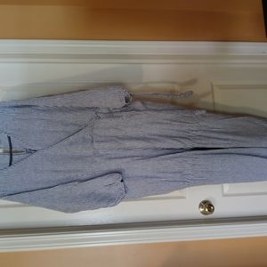 A Blue and White Striped Jumpsuit